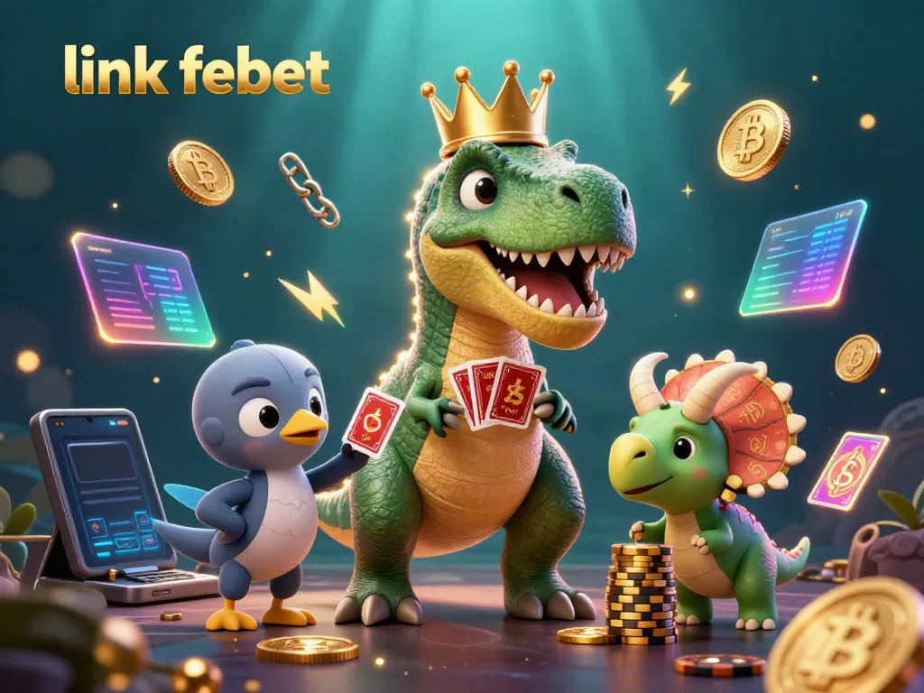 Engage in thrilling gameplay at link febet, where a T-Rex, pterodactyl, and triceratops illustrate casino excitement.