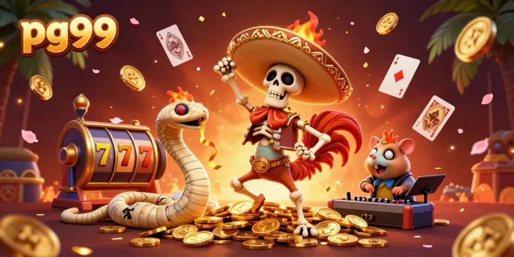 pg99 offers a vibrant casino experience with a spectacular victory dance and gaming elements.
