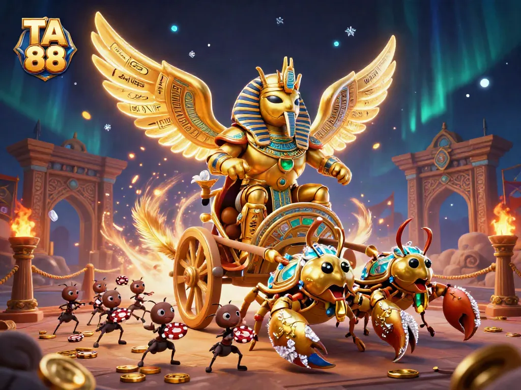 Engage in thrilling wins at TA 88 with a lavish 3D casino illustration showcasing dramatic gaming elements.