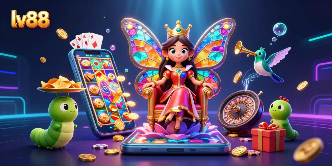 Experience thrilling gaming adventures at lv88 with a vivid illustration of a casino setting brimming with excitement.