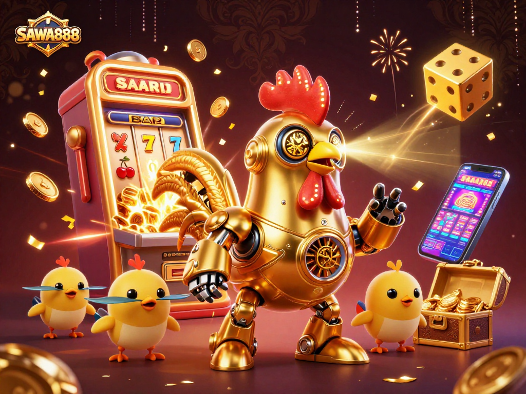 Experience winning moments with SAWA888’s vibrant 3D casino adventure, featuring exciting slot machines and characters.