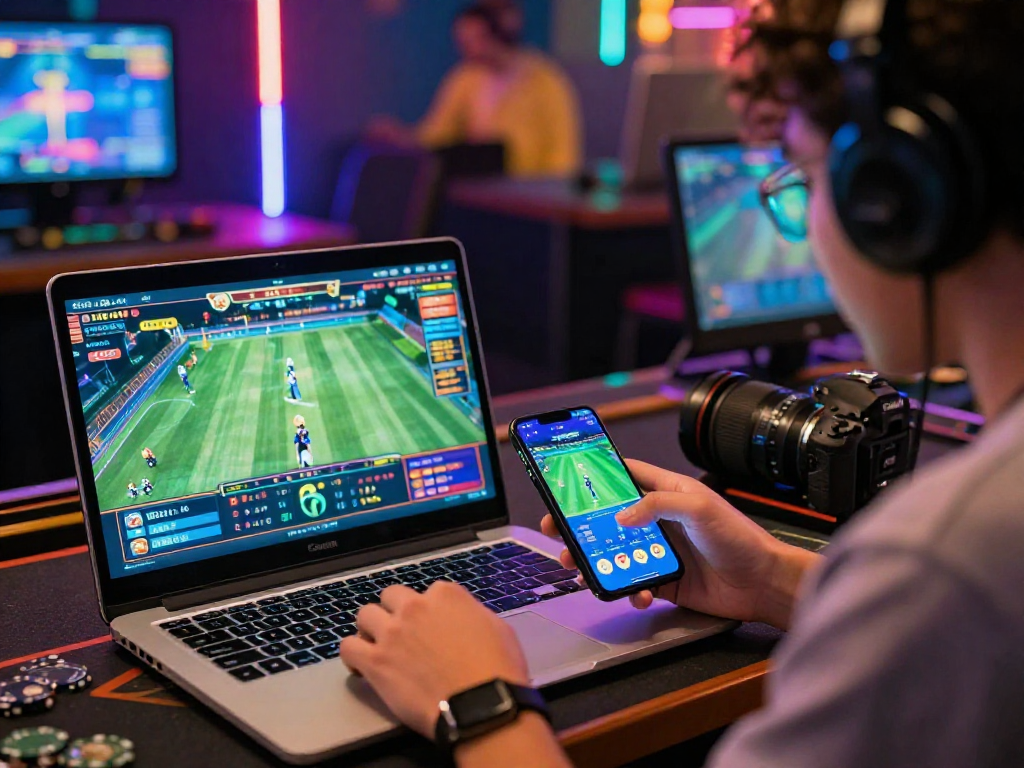 Exciting online gaming with GB 444, showcasing diverse casino games and cricket betting activity.