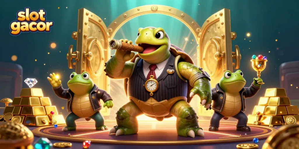 Spin and win with slot gacor as the turtle mobster and bullfrog enforcers dominate the casino scene.