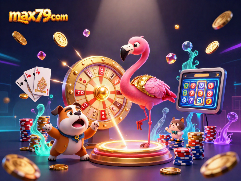 Engage in winning strategies at max79com with our vibrant casino illustration depicting exciting rewards.