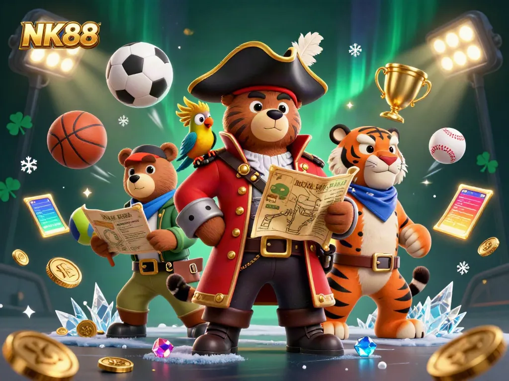 Experience thrilling sports betting action with NK88 in an engaging casino scene.