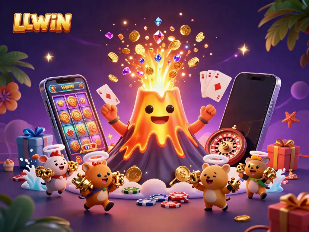 Experience the thrill of LLWIN with animated treasures and dynamic gaming elements.