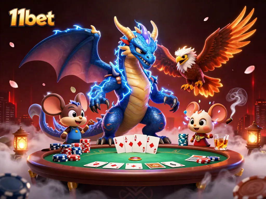 Experience thrilling gameplay with 11bet's vibrant 3D casino scene and dynamic characters.