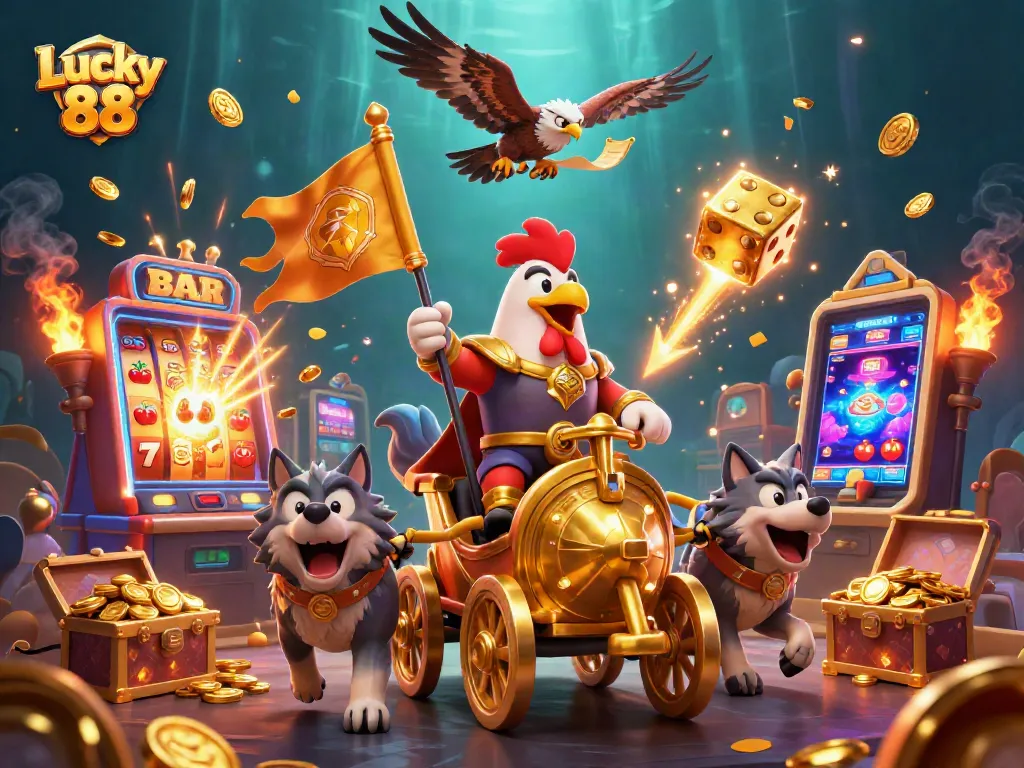 Win big with Lucky 88 as the rooster warlord and fierce wolves lead the jackpot chase!