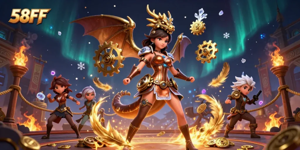 Experience the excitement at 58FF with stunning casino graphics and vibrant casino elements.