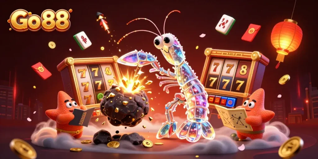 Engage with Go 88 by playing thrilling slots and enjoying glowing casino elements.