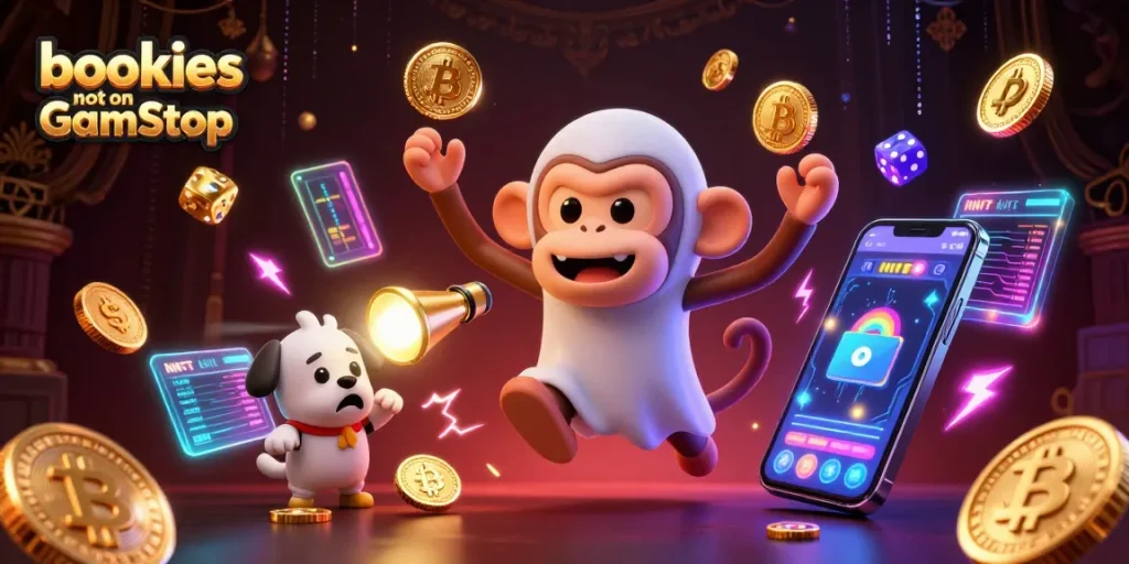 Unleashing excitement at bookies not on GamStop with a playful poltergeist monkey and ghost-hunter puppy.
