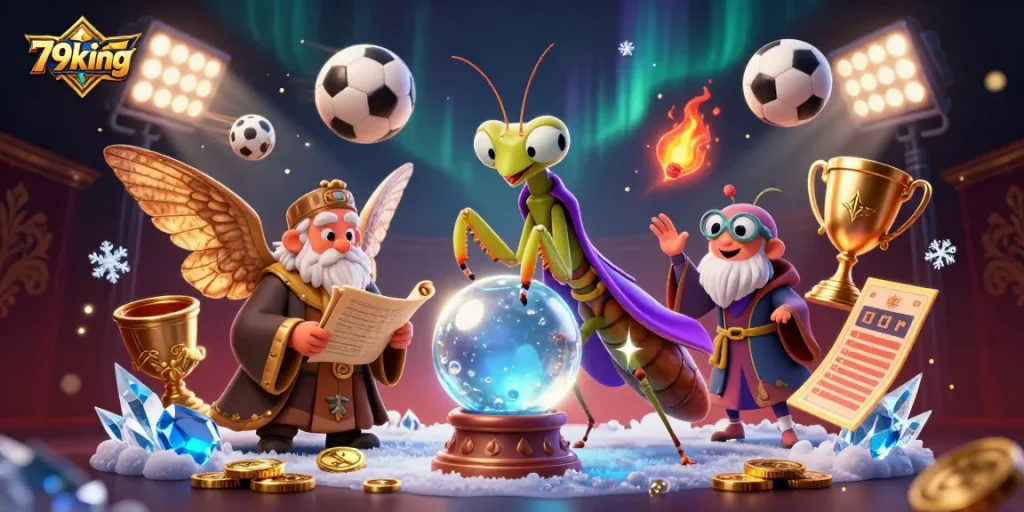 Engage with 79king as a dynamic scene unfolds featuring a fortune teller and librarian, highlighting exciting game elements.