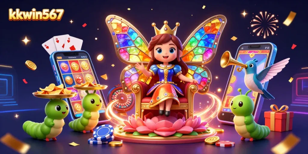 Experience the vibrant gaming world of kkwin567 with a magical casino illustration.
